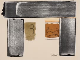 Sidney Goldblatt; Abstract Composition in Black with Figure and Animal