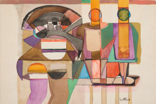 Sidney Goldblatt; Abstract with Geometric Figures I