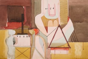 Sidney Goldblatt; Abstract Interior with Figures
