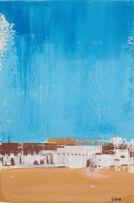 Sidney Goldblatt; Landscape with Houses and Figure on a Horse