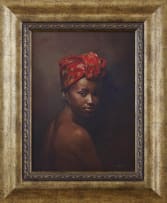 Douw van Heerden; Portrait of a Woman Wearing a Red Headscarf