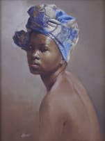 Douw van Heerden; Portrait of a Woman Wearing a Headscarf