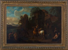 Circle of Nicolaes Berchem; Cavalry outside a Castle