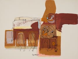 Sidney Goldblatt; Abstract Composition in Brown with Gold