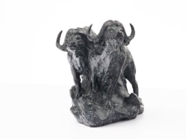 Dylan Lewis; Buffalo Bull Pair Miniature (S398)