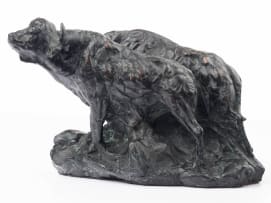 Dylan Lewis; Buffalo Bull Pair Miniature (S398)