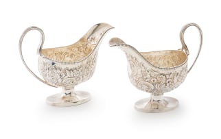 A pair of George III silver sauceboats, Edward Farrell, London, 1783