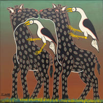 Simon George Mpata; Giraffes and Oxpeckers