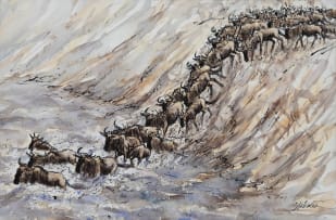 Stephen Mbatia; Untitled (Wildebeest Migration I); Untitled (Wildebeest Migration II); Untitled (Wildebeest Migration III), three