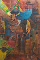 Pilkington Ssengendo; Untitled (Abstract with Faces and Figures in Red)
