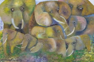 Jak Katarikawe; Untitled (Herd of Elephants)
