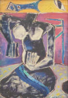 Geoffrey Mukasa; Untitled (Seated Figure in Blue)