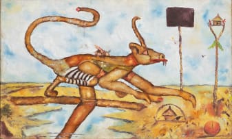 Meek Gichugu; Untitled (Landscape with Abstract Creature)