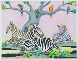Francis Imanjama; Untitled (Three Zebras Resting)