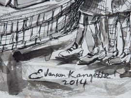 Evanson Kang’ethe; Bustling Street Scene with Vendors