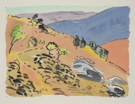 Clive van den Berg; Green Trees on Orange Mountain