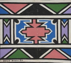 Esther Mahlangu; Untitled (Ndebele Abstract with Pink Centre)