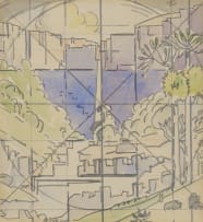 Jacob Hendrik Pierneef; Studies for the Johannesburg Station Panels: Louis Trichardt; Mont-aux-Sources; Premier Mine; Waterval Boven, four