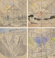 Jacob Hendrik Pierneef; Studies for the Johannesburg Station Panels: Louis Trichardt; Mont-aux-Sources; Premier Mine; Waterval Boven, four