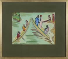 Irma Stern; Figures in Boats (recto); Three Figures (verso)