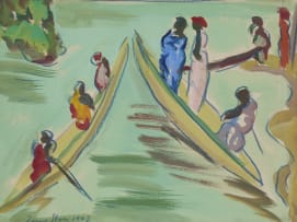 Irma Stern; Figures in Boats (recto); Three Figures (verso)