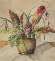Irma Stern; Still Life with Red Hot Pokers and a Copper Pot