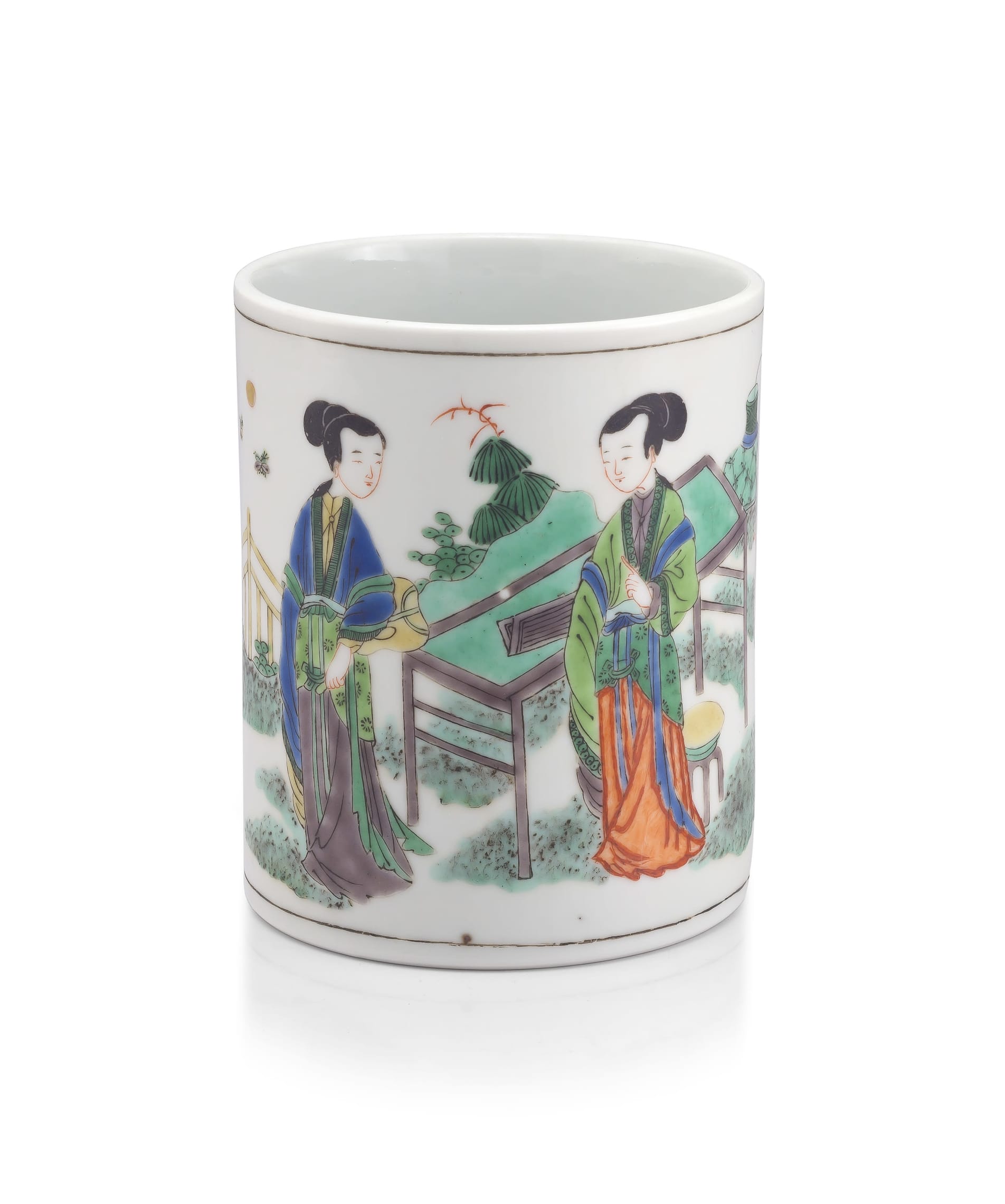 A Famille Verte Brush pot