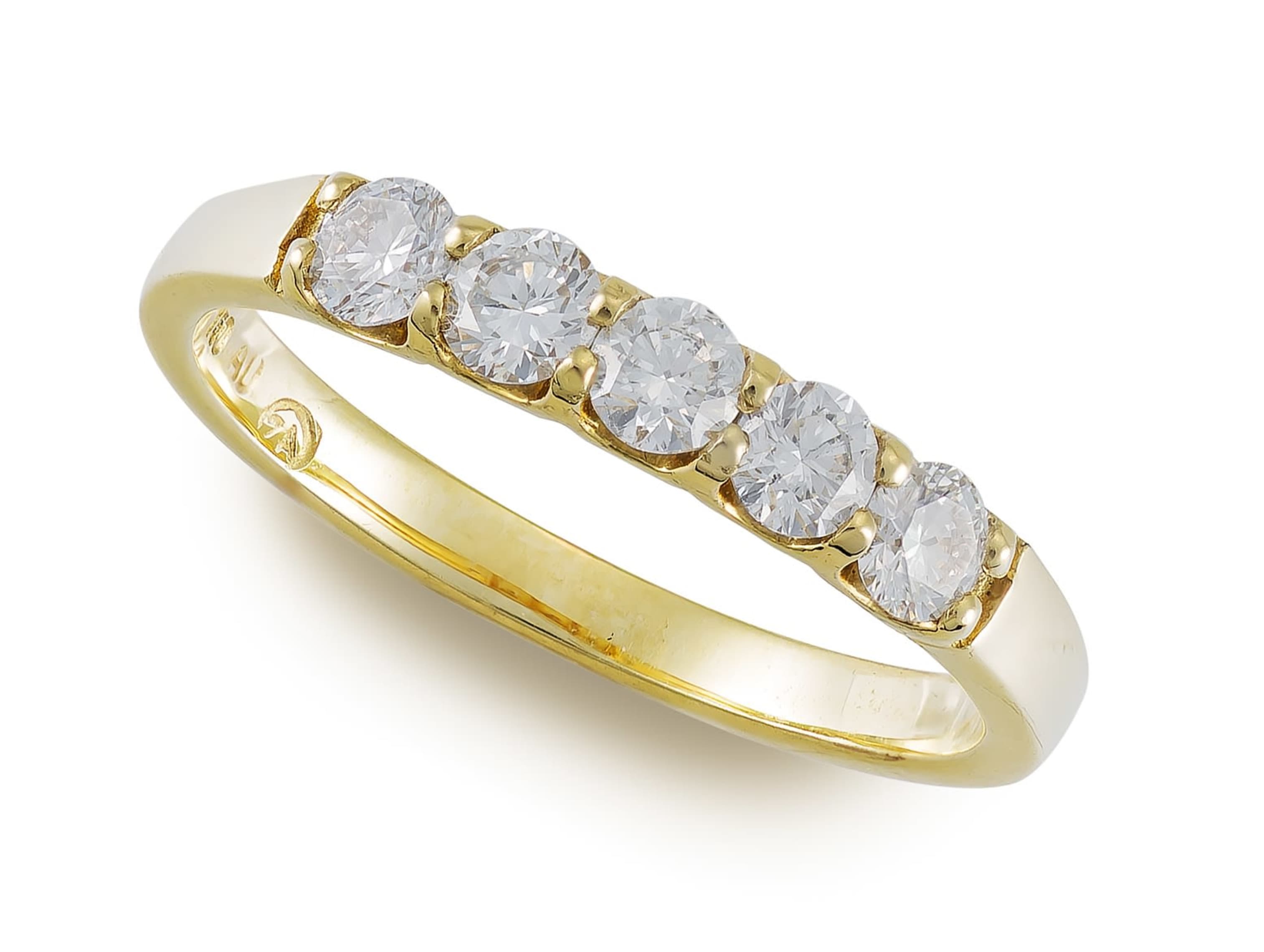 Diamond and 18ct yellow gold half eternity ring | Strauss & Co