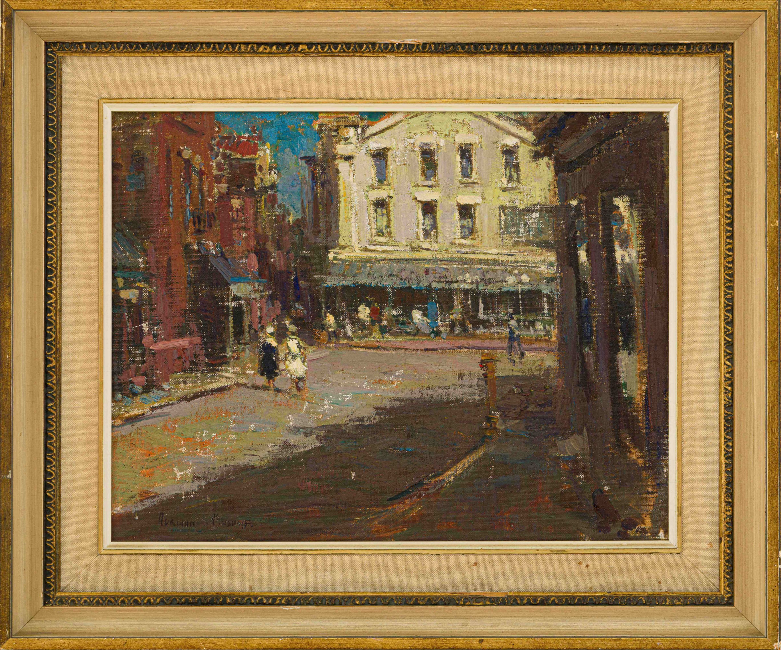 Street Scene with Figures and Pavement Café by Adriaan Boshoff ...