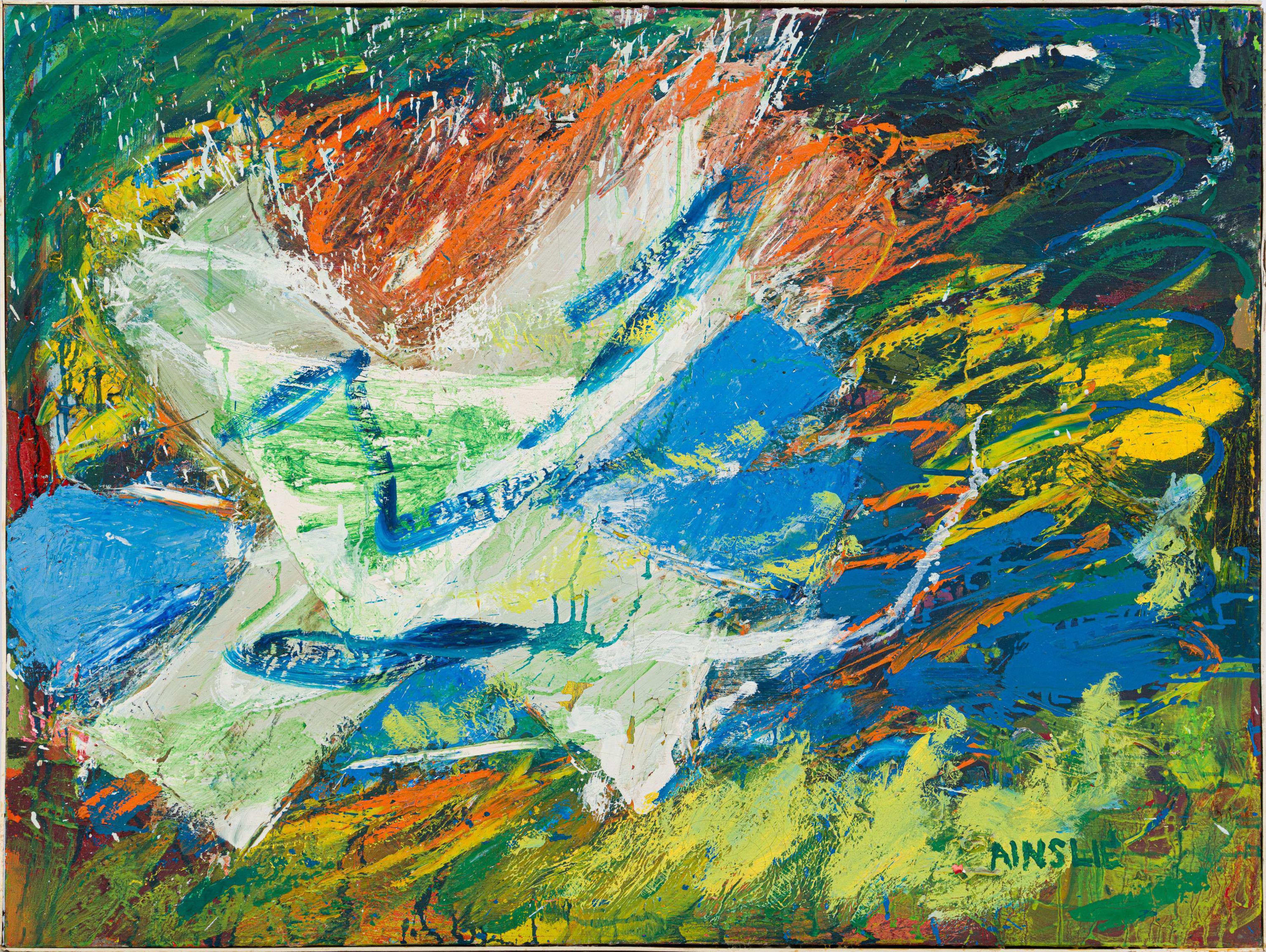 Abstract in Blue and Green by Bill Ainslie Strauss & Co