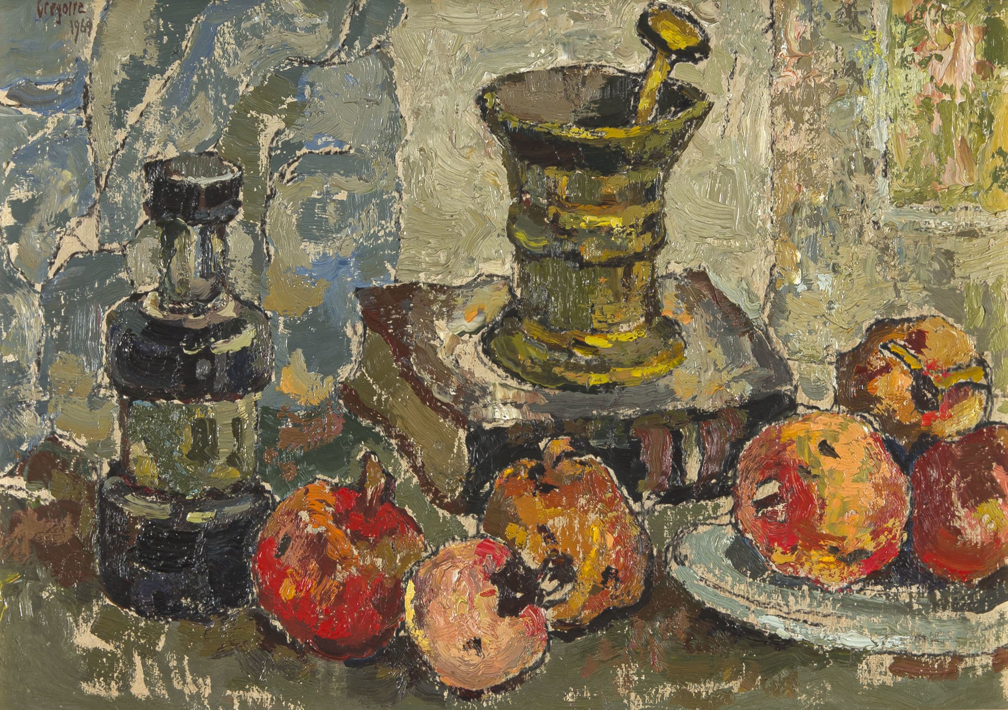 Gregoire Boonzaier Still Life With Pestle Mortar And Fruit Rio0ww 