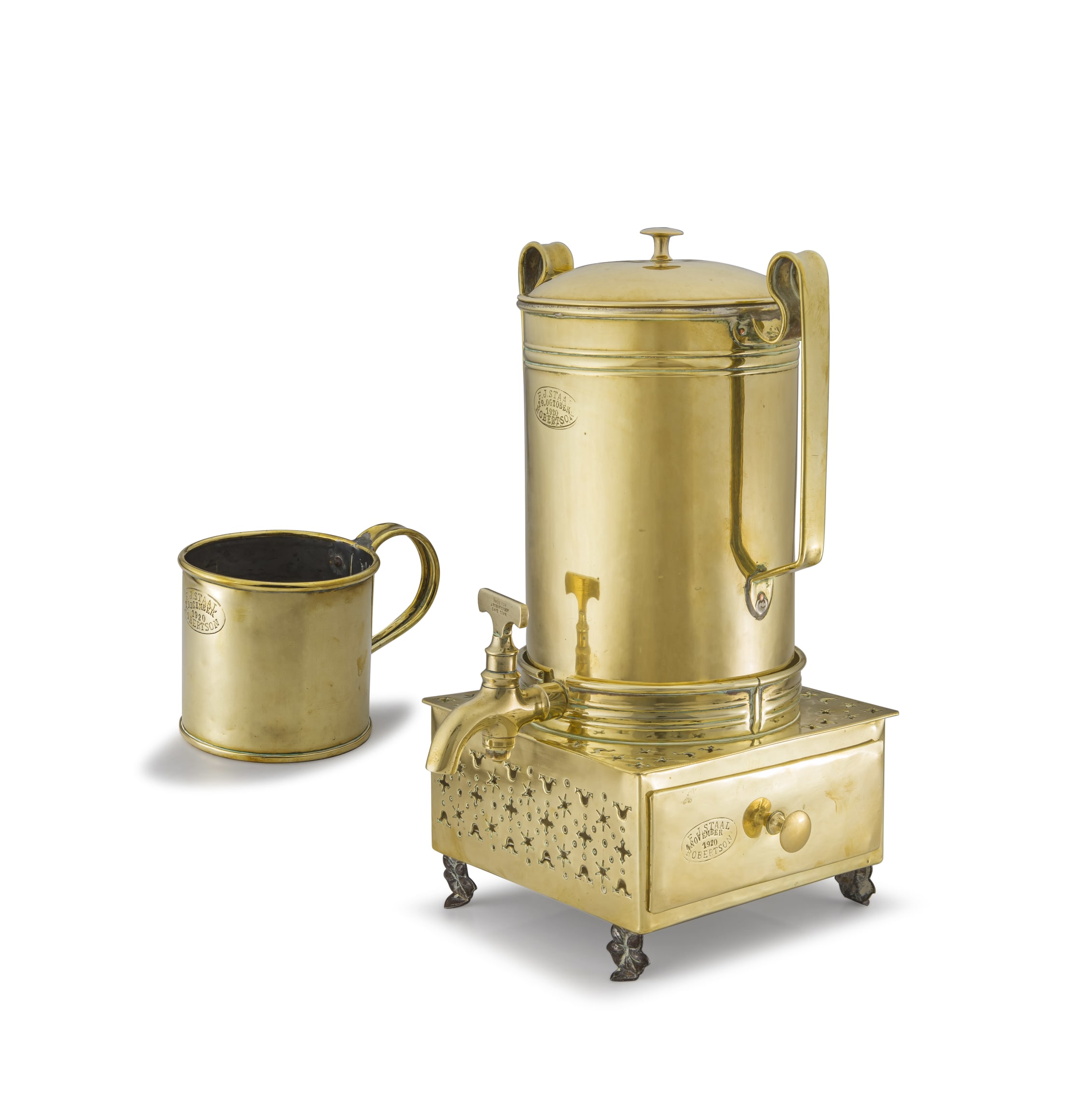 antique brass coffee urn