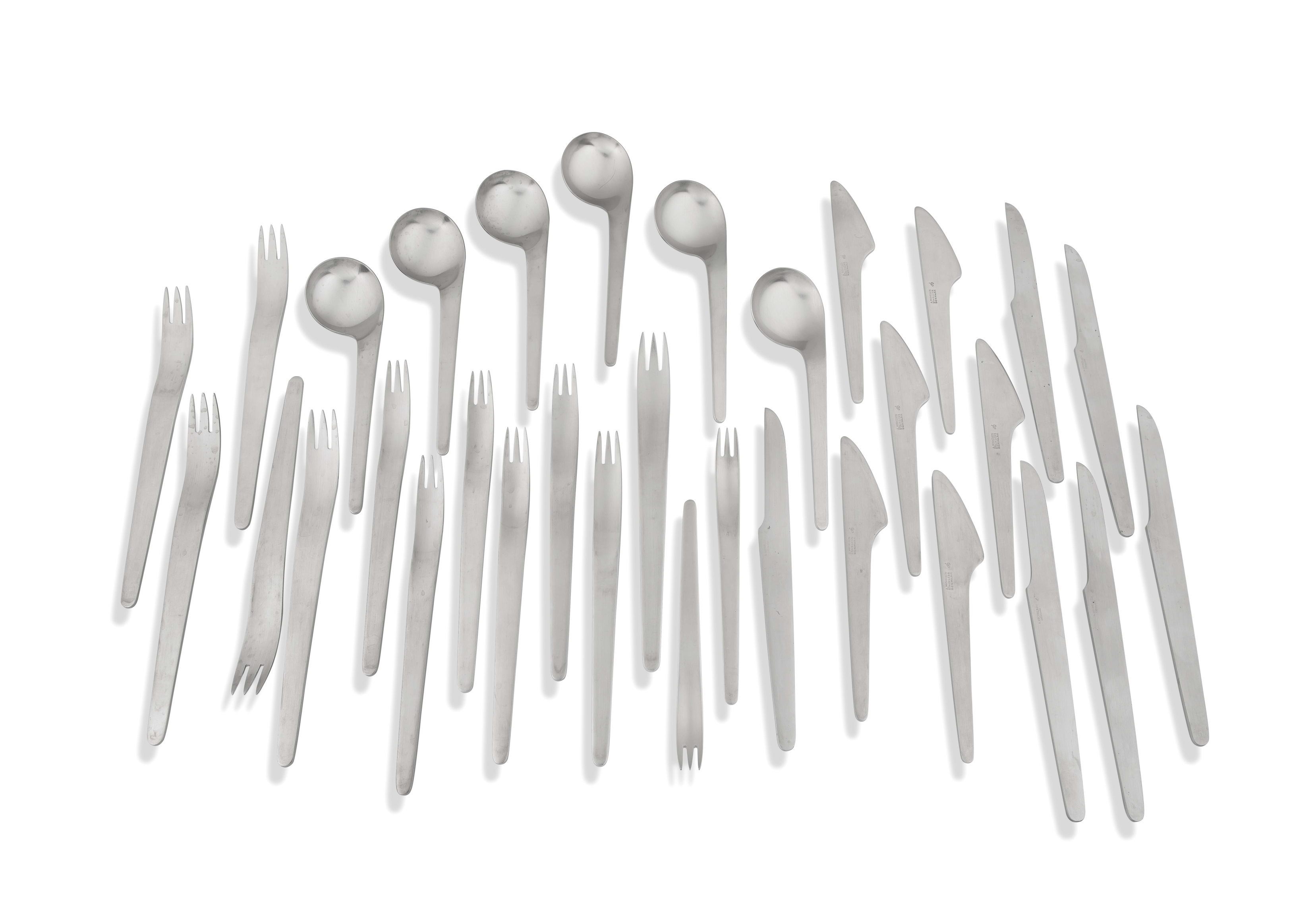 A set of Arne Jacobsen Model 601 stainless steel flatware for