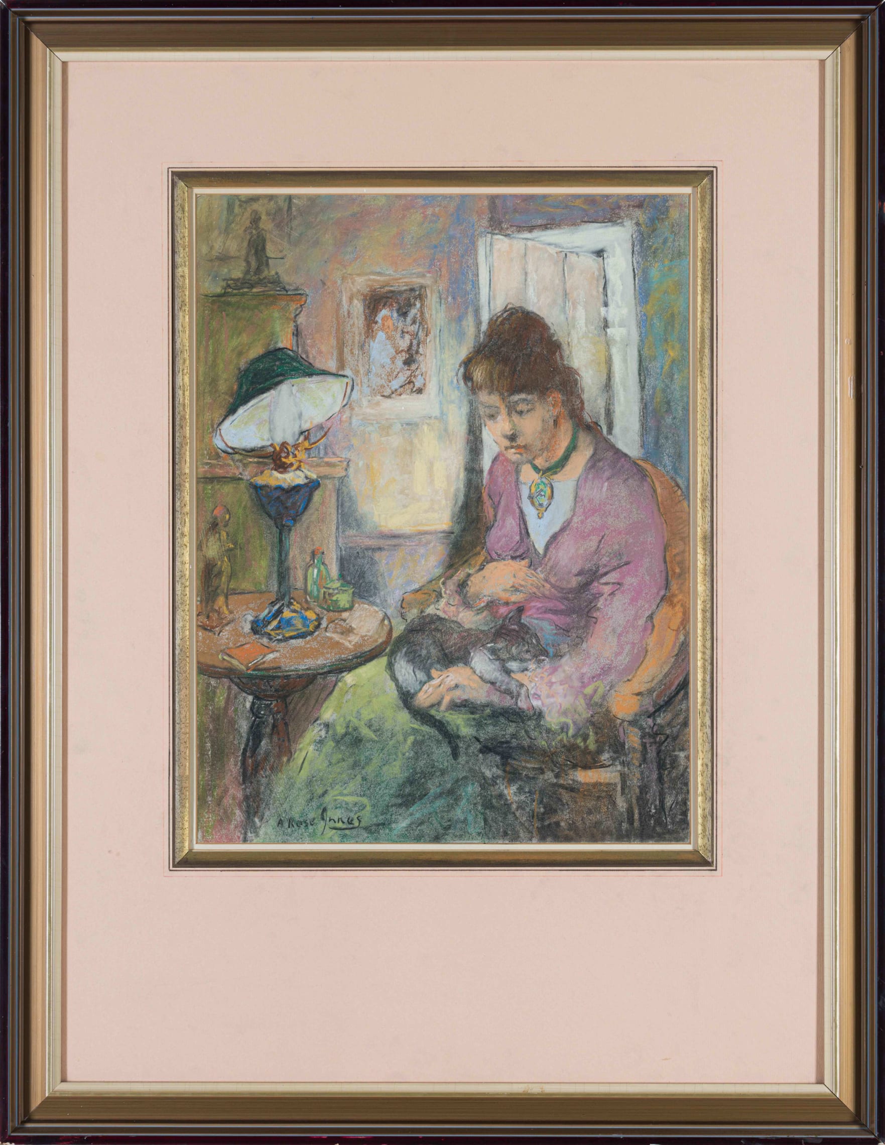 Seated Woman with Cat by Alexander RoseInnes Strauss & Co
