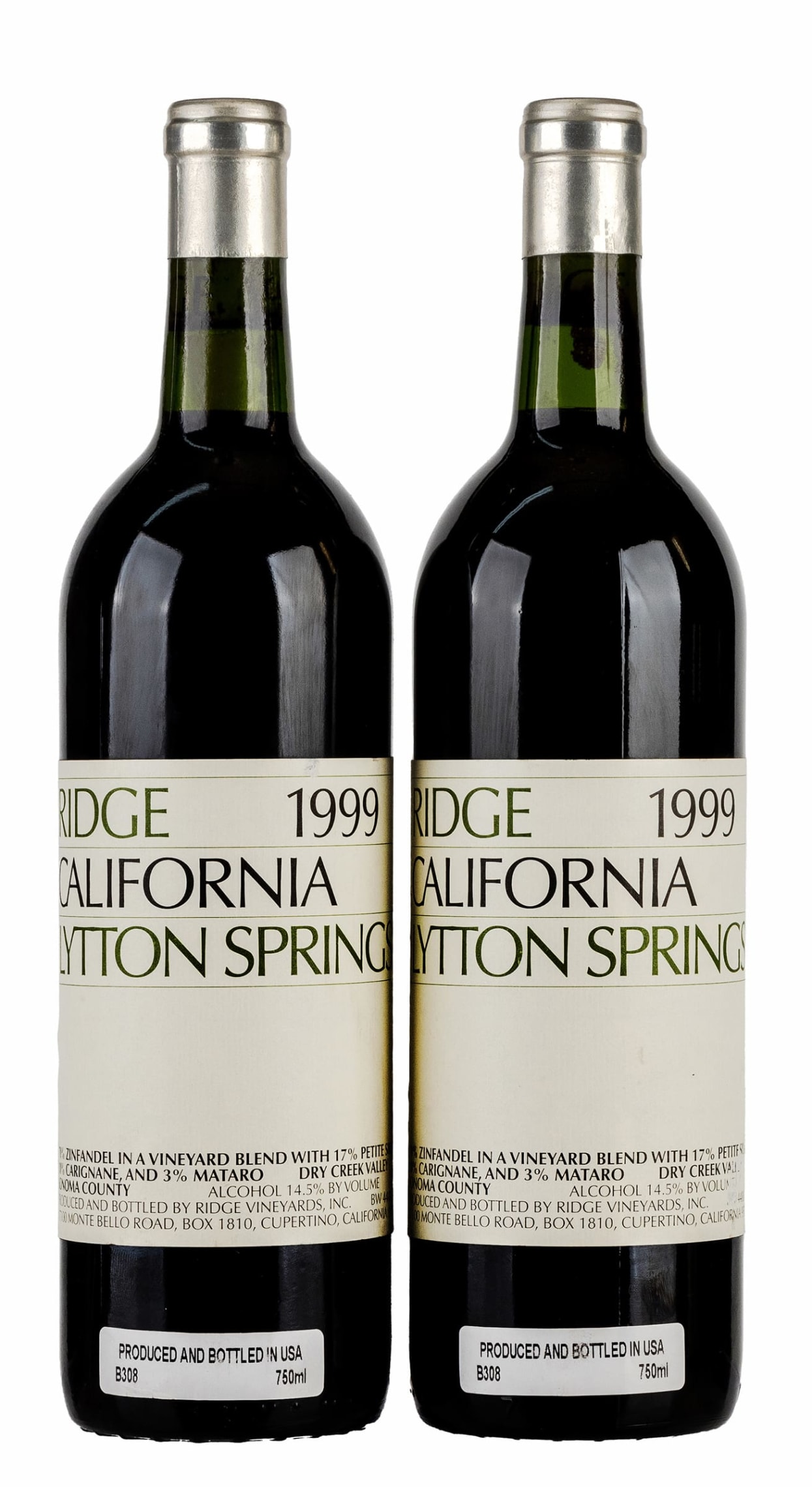 Ridge Vineyards; Lytton Springs; 1999; 2 (1 x 2); 750ml | Strauss & Co